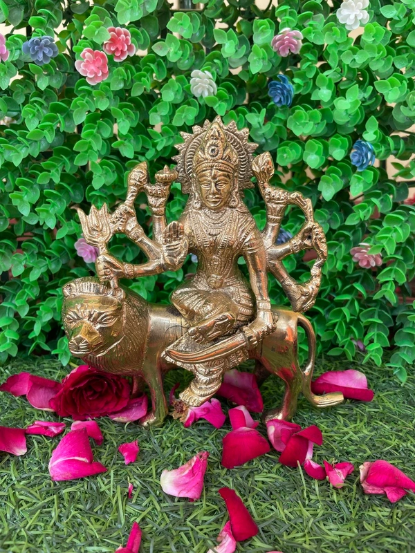 VIKRAM METAL Brass Durga Maa Murti - 3 inch, GOLDEN