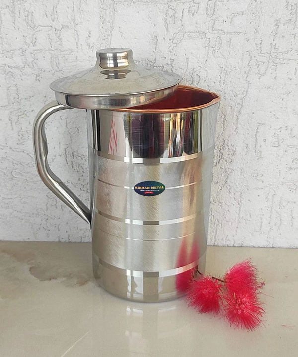 VIKRAM METAL  Steel-Copper Crystal water jug  - 9 INCH, 2000 ML