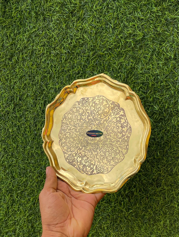 VIKRAM METAL  Brass Emboss STAR shape plate  - 8 INCH, GOLDEN