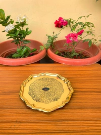 VIKRAM METAL  Brass Emboss STAR shape plate  - 8 INCH, GOLDEN