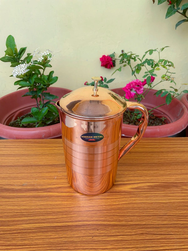 VIKRAM METAL  Copper Luxury touch Water jug  - 8.5 INCH, 1500 ML