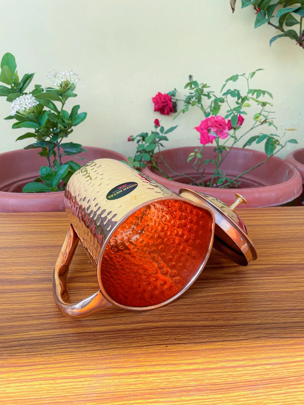 VIKRAM METAL  Copper hammered water  jug  - 8.5 INCH, 1500 ML