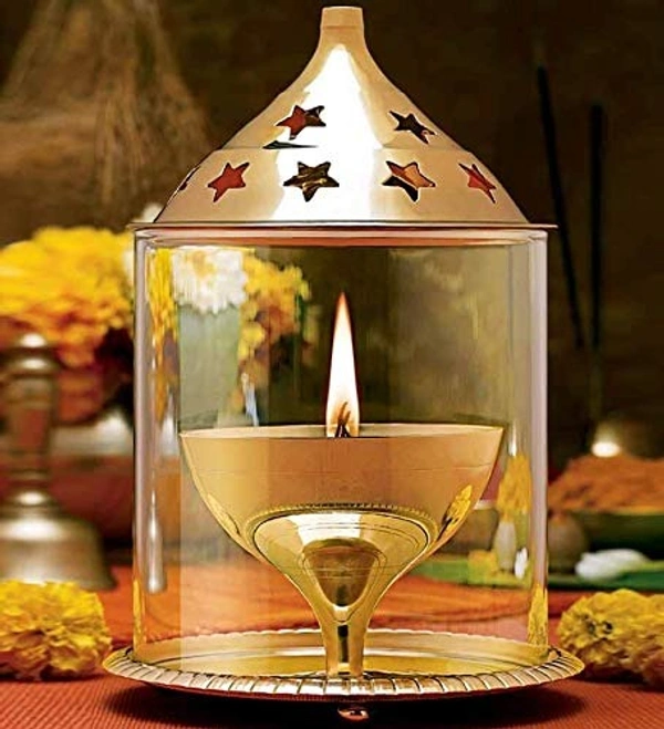 VIKRAM METAL  Brass  Akhand Diya - 6 INCH, GOLDEN