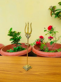 VIKRAM METAL  Brass Trishul - 10 INCH, GOLDEN