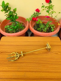 VIKRAM METAL  Brass Trishul - 13.5 INCH, GOLDEN