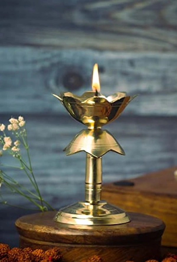 VIKRAM METAL  Brass Kamal deepak  - 5 INCH, GOLDEN