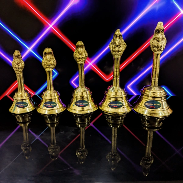 VIKRAM METAL  Brass Pooja Bell/Garuda Ghanti for Home - 4 INCH, GOLDEN