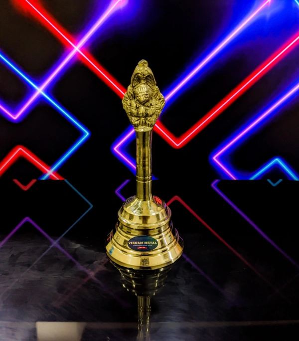 VIKRAM METAL  Brass Pooja Bell/Garuda Ghanti for Home - 5.7INCH, GOLDEN