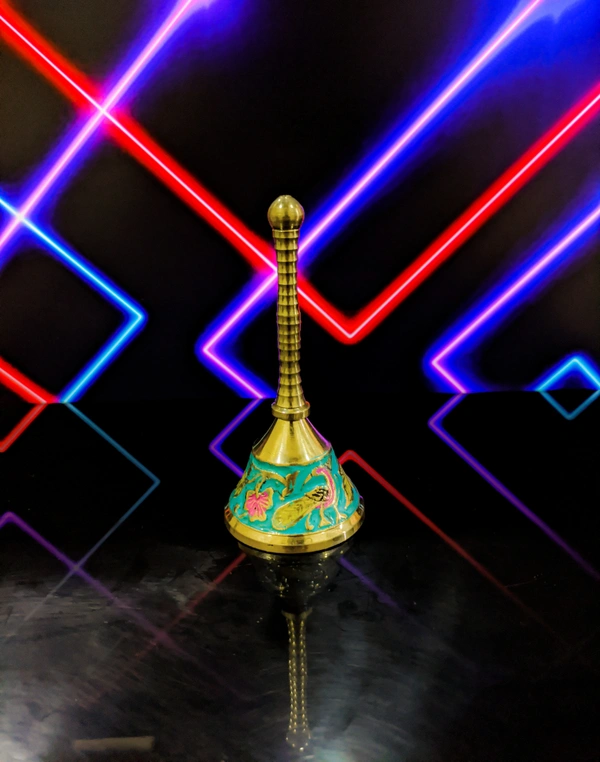 VIKRAM METAL  Brass  colour bell / ghanti  - 4 INCH, BLUE