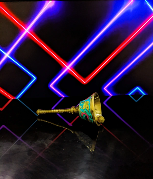VIKRAM METAL  Brass  colour bell / ghanti  - 4 INCH, BLUE