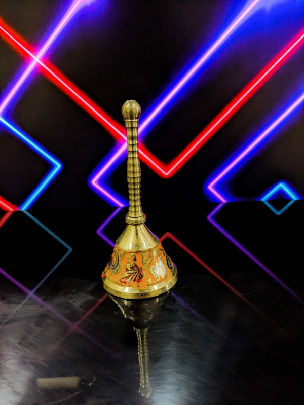VIKRAM METAL  Brass  colour bell / ghanti  - 4 INCH, ORANGE