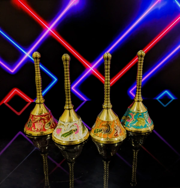 VIKRAM METAL  Brass  colour bell / ghanti  - 4 INCH, ORANGE