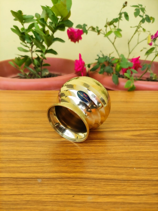 VIKRAM METAL  Brass Patti Lota  - 3.6 INCH, GOLDEN, 400 ML
