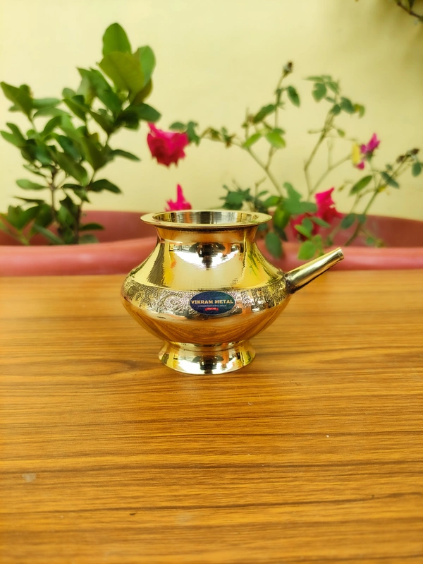 VIKRAM METAL  Brass Karwa Lota  - 3 INCH, GOLDEN, 150 ML