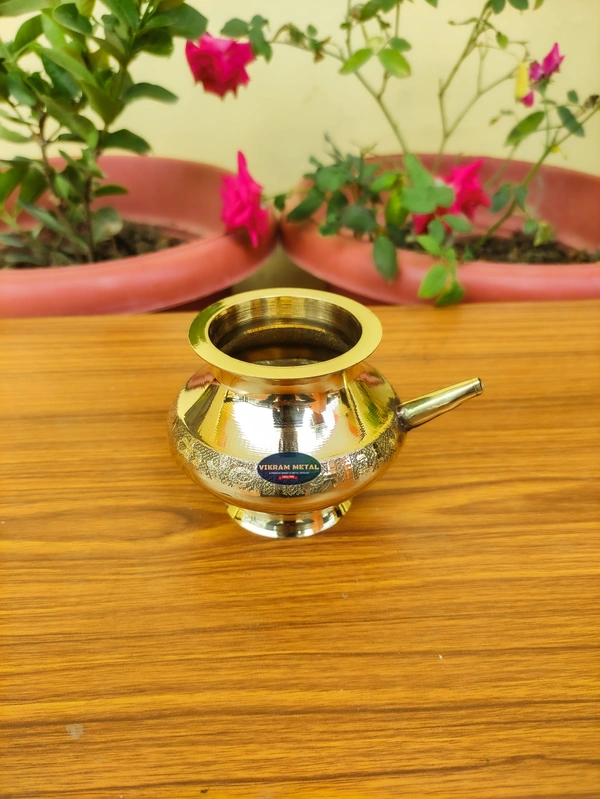 VIKRAM METAL  Brass Karwa Lota  - 3 INCH, GOLDEN, 150 ML