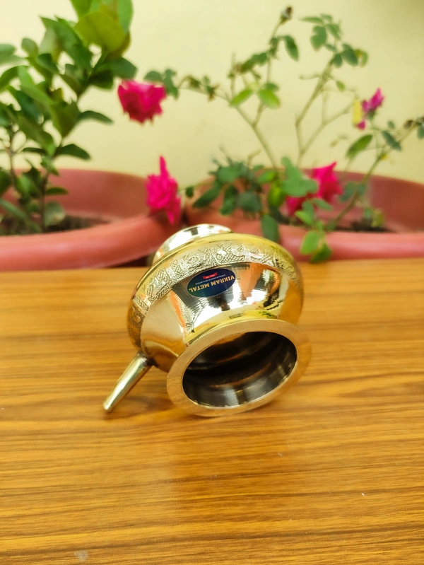 VIKRAM METAL  Brass Karwa Lota  - 3 INCH, GOLDEN, 150 ML