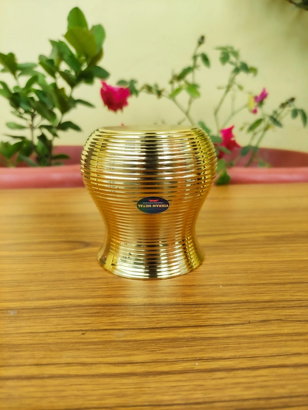 VIKRAM METAL  Brass Ring Design Lota  - 3.3 INCH, GOLDEN, 350 ML