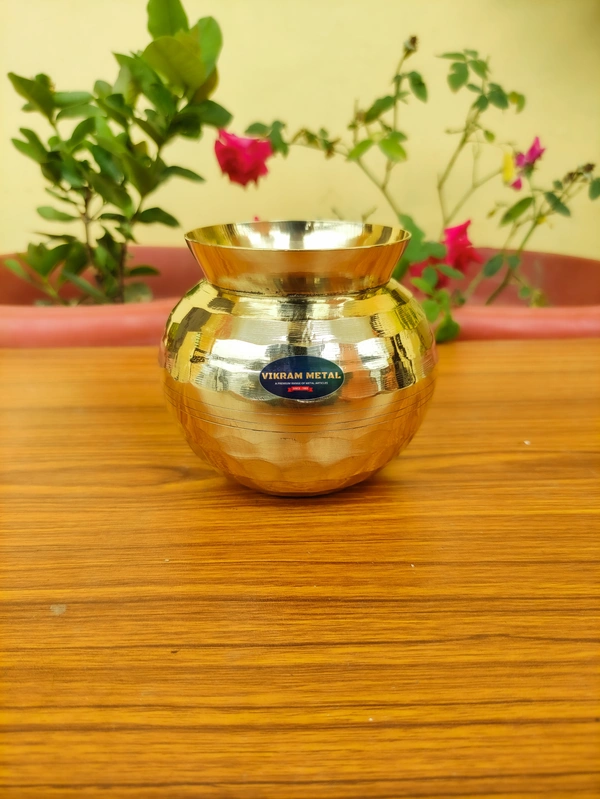 VIKRAM METAL   Brass Diamond  Lota - 4 INCH, GOLDEN, 500 ML