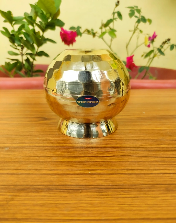 VIKRAM METAL   Brass Diamond  Lota - 4 INCH, GOLDEN, 500 ML