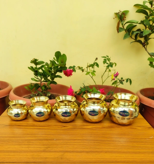 VIKRAM METAL   Brass Diamond  Lota - 4 INCH, GOLDEN, 500 ML