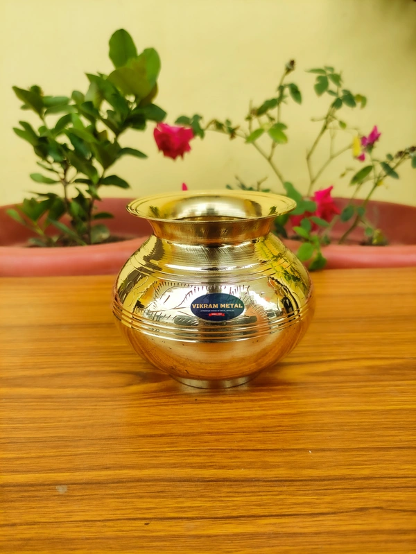 VIKRAM METAL  Brass Mugal embossed lota  - 4 INCH, GOLDEN, 350 ML