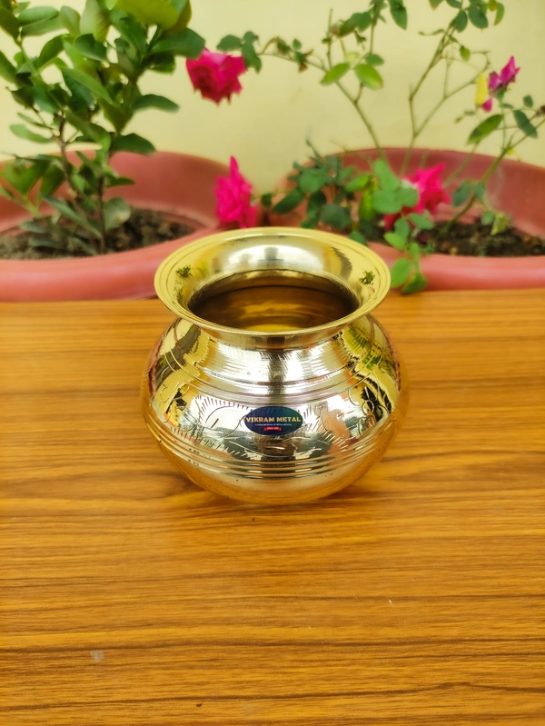 VIKRAM METAL  Brass Mugal embossed lota  - 4 INCH, GOLDEN, 350 ML