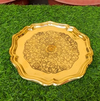 VIKRAM METAL  Brass mini  Pooja Thali Set - 8 INCH, GOLDEN
