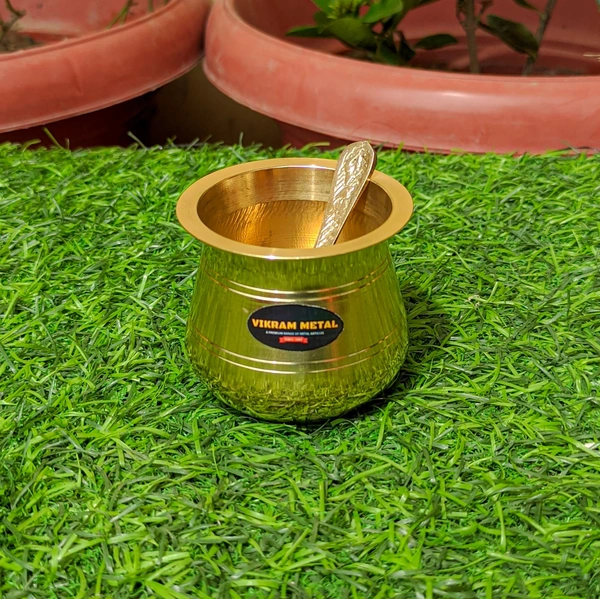 VIKRAM METAL  Brass mini  Pooja Thali Set - 8 INCH, GOLDEN