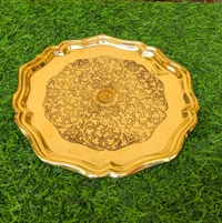VIKRAM METAL   Brass mini Pooja Thali Set - 8 INCH, GOLDEN