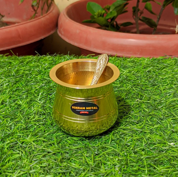 VIKRAM METAL   Brass mini Pooja Thali Set - 8 INCH, GOLDEN