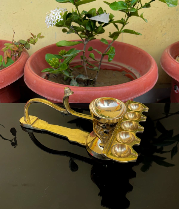 VIKRAM METAL  Brass Panch Aarti  - 8*3 INCH, GOLDEN