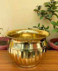 VIKRAM METAL  Brass Flower Pot  - 10*7 INCH, GOLDEN