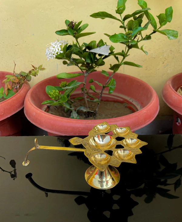 VIKRAM METAL  Brass Panch Aarti - 7.5*2.5 INCH, GOLDEN