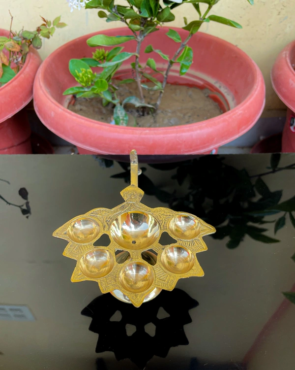 VIKRAM METAL  Brass Panch Aarti - 7.5*2.5 INCH, GOLDEN