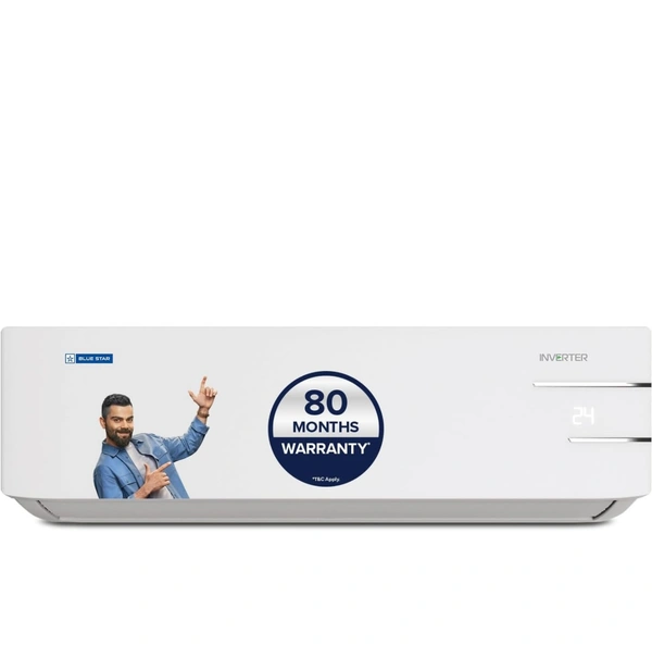 Blue Star 1.3 Ton 3 Star Inverter Split AC with 80 Months Warranty (Copper, Smart Ready, Convertible 5 in 1 Cooling, Multi Sensors, Dust Filters, Blue Fins, 2023Model, IC315YNU,White)
