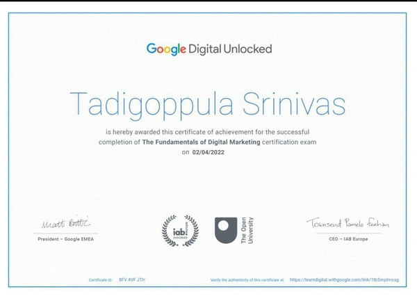 GOOGLE DIGITAL MARKETING CERTIFICATE 