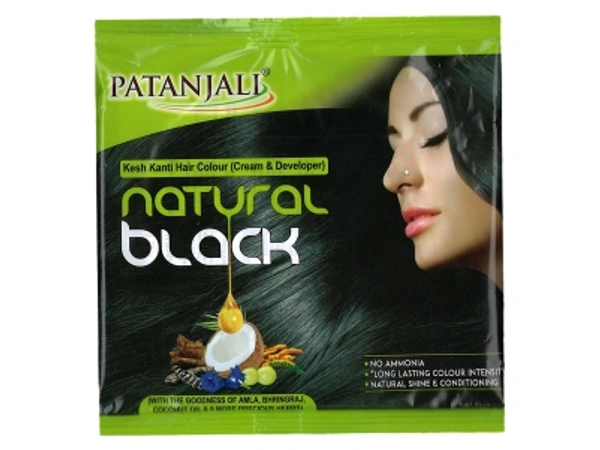 PATANJALI KESH KANTI HAIR COLOUR (CREAM & DEVELOPER) - NATURAL BLACK 40�G