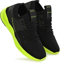 SAPIYU Comfortable Stylish Sports Shoes Running Shoes For Men  (Black, Green) - 7