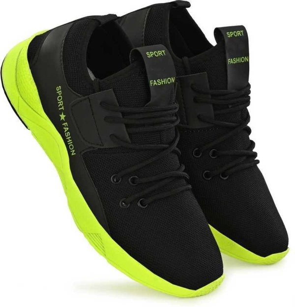 SAPIYU Comfortable Stylish Sports Shoes Running Shoes For Men  (Black, Green) - 7