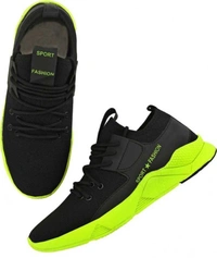 SAPIYU Comfortable Stylish Sports Shoes Running Shoes For Men  (Black, Green) - 7