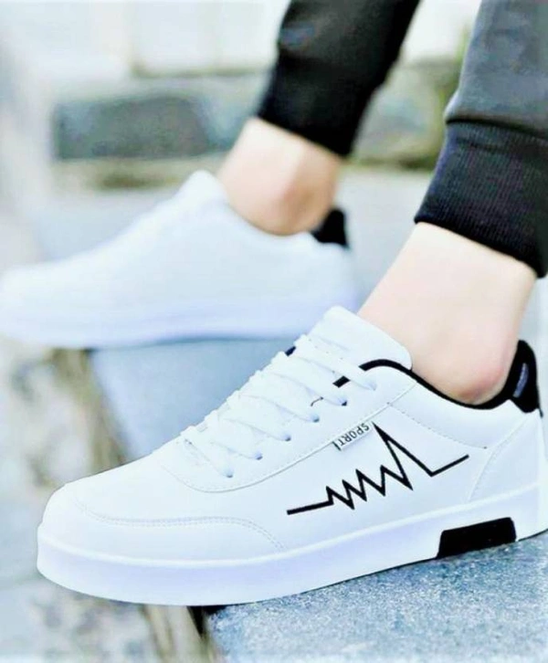 SAPIYU 2006 Trenddy Fashion Sporty Casuals Sneakers Running Shoes Sneakers For Men  (White, Black) - 7
