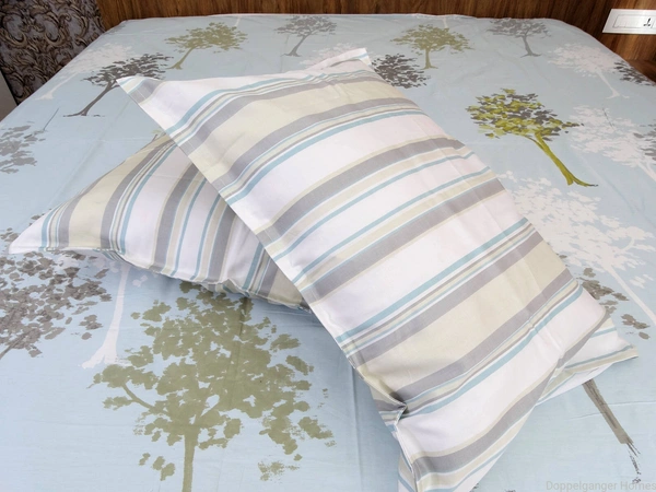 Doppelganger Homes Trees & Stripes Designer Double Bed Sheet