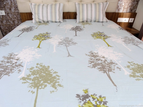 Doppelganger Homes Trees & Stripes Designer Double Bed Sheet