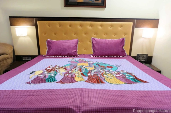 Doppelganger Homes Pink Royal Procession Double Bed Sheet
