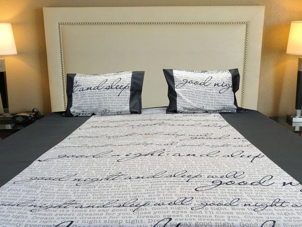 Doppelganger Homes Good Night Sleep Grey Double Bed sheet