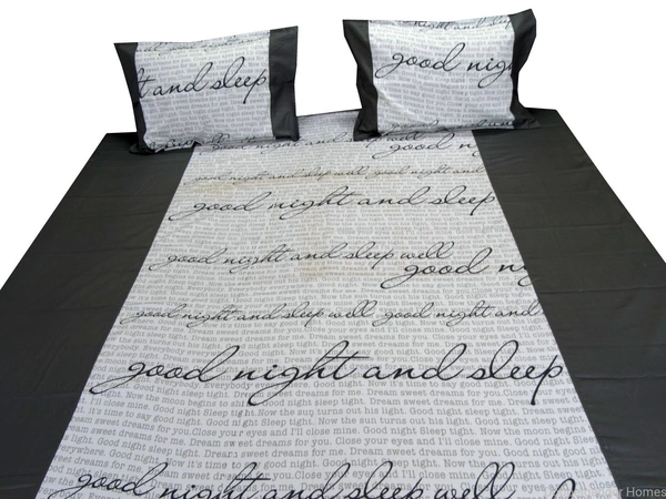 Doppelganger Homes Good Night Sleep Grey Double Bed sheet
