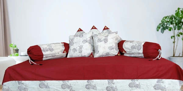 Doppelganger Homes Dabu Print Diwan set (Set of 8 pcs.)