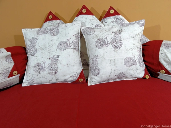 Doppelganger Homes Dabu Print Diwan set (Set of 8 pcs.)
