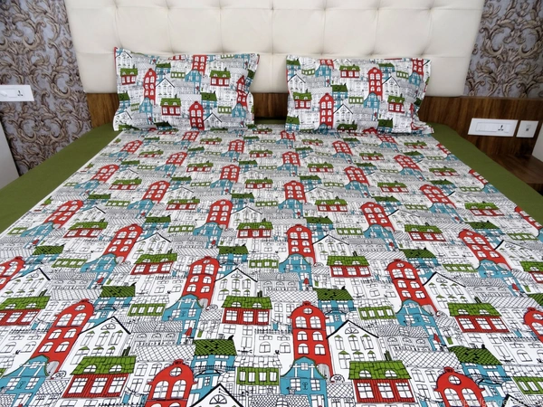 Doppelganger Homes City Lights Green Double Bed Sheet