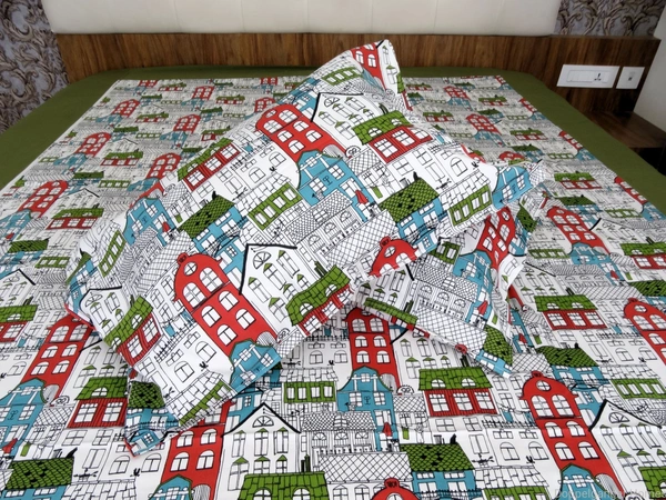 Doppelganger Homes City Lights Green Double Bed Sheet